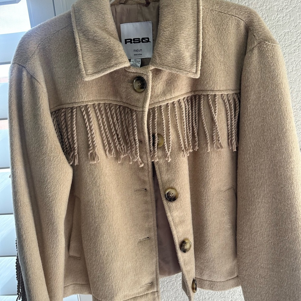 Tilly’s RSQ Women's Beige Fringe Utility Jacket
